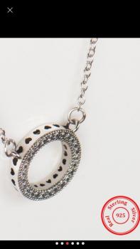 Preview: Kette mit rundem Zirkonia besetzten Anhänger,  925´er Silber