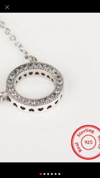 Preview: Kette mit rundem Zirkonia besetzten Anhänger,  925´er Silber