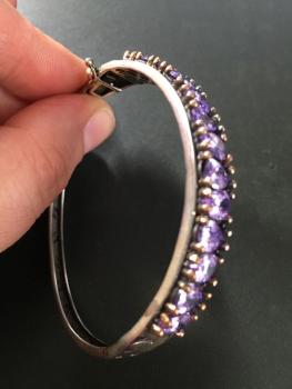 Preview: Silber Armreif mit lila Steinen