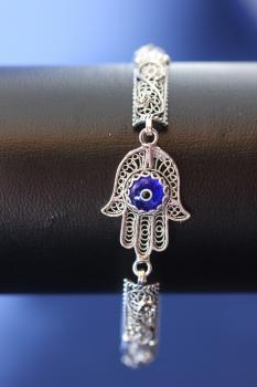 Armband/ Fadimas Hand mit Evil Eye in 925´er Sterling Silber