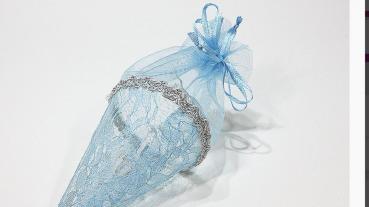 Preview: Gastgeschenk, Kegel z. Befüllen/ Kommunion, Taufe, Geburt, Babyshower, blau (10 St.)