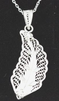 Silberkette mit Blatt - Anhänger 925 er echt Silber