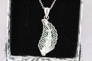 Silberkette mit Blatt - Anhänger 925 er echt Silber