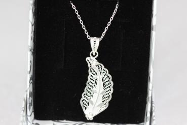 Silberkette mit Blatt - Anhänger 925 er echt Silber