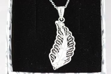 Silberkette mit Blatt - Anhänger 925 er echt Silber