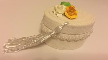 Gastgeschenk Samtdose/ beige/ für Hochzeit und andere Anlässe (10 St.)