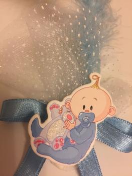 Gastgeschenk Baby mit Teddy, Kommunion, Taufe, Mevlüt (10 St.)/blau