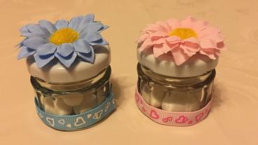 Gastgeschenk kleines Glässchen mit blauer Blume (10 St.)