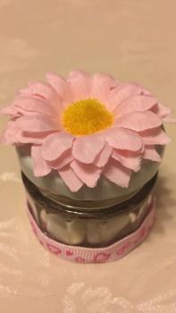 Gastgeschenk Glas mit Deckel/ Blume/ rosa (10St.)