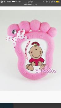 Gastgeschenk Bilderrahmen/ Fuß/ Baby/ Kommunion/ Mevlüt/ rosa (10St.)