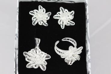 Silberset mit Anhänger und Ohrringe / Blume/ 925´er Sterling Silber