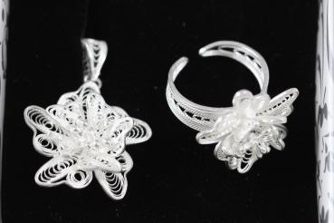 Preview: Silberset mit Anhänger und Ohrringe / Blume/ 925´er Sterling Silber