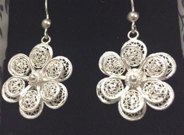 Große Ohrringe/ Blume/ Telkari in 925´er Sterling Silber