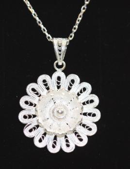 Preview: Halskette Telkari mit Blüten-Anhänger, 925´er Silber