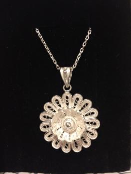 Preview: Halskette Telkari mit Blüten-Anhänger, 925´er Silber