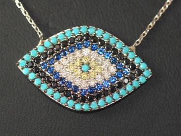 Echter 925 Silberkekette mit Anhänger Teufelsauge Evil Eye