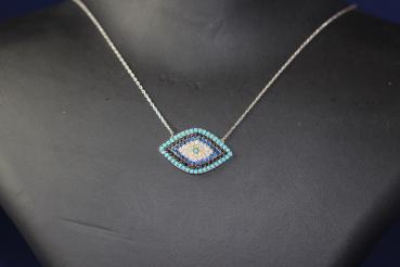Echter 925 Silberkekette mit Anhänger Teufelsauge Evil Eye