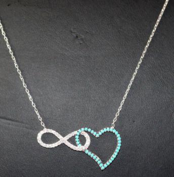 Kette Infinity Unendlichkeit Ewige Liebe + Herz 925 Sterling