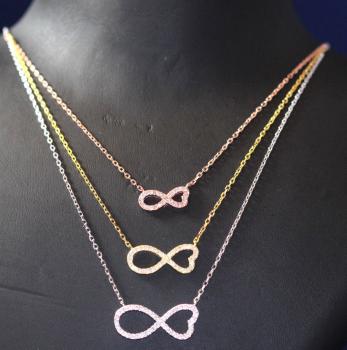 Silberkette Infinity/ Eternity/ Unendlichkeit 3-reihig, in 3 Trendfarben