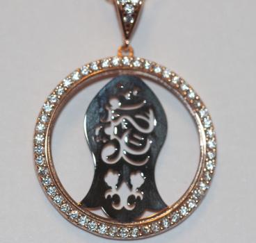 Silberkette mit Anhänger in rosé, Zirkonia, 925 Sterling Silber