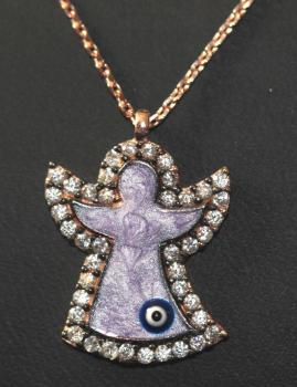 Silberkette mit Anhänger Schutzengel und Evil Eye 925 Sterling Silber