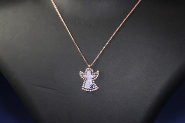 Silberkette mit Anhänger Schutzengel und Evil Eye 925 Sterling Silber