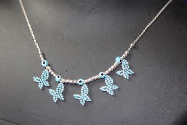 Kette mit Schmetterling-Anhängern / in 925´er Sterling Silber