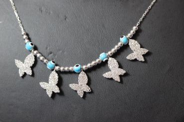 Kette mit Schmetterling-Anhängern / in 925´er Sterling Silber