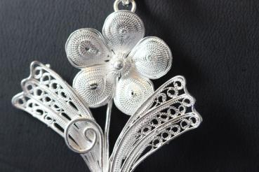 Kette mit Anhänger wunderschönem Blumen-Anhänger/ Telkari/ Echt 925´er Sterling Silber