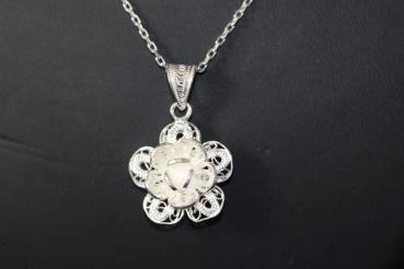 Kette mit Anhänger/Blume/ Telkari/ Echt 925´er Sterling Silber
