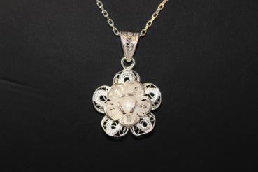 Kette mit Anhänger/Blume/ Telkari/ Echt 925´er Sterling Silber