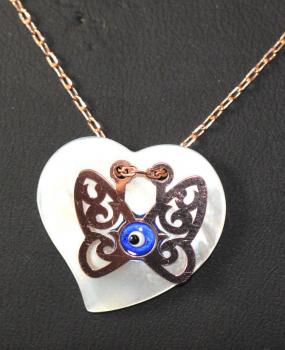 Kette mit Schmetterling Anhänger/ mit leuchtendem Perlmutt/ Echt 925´er Sterling Silber