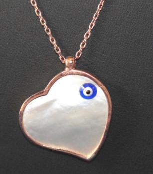 Kette mit Herz-Anhänger/ wunderschön schimmernder Perlmutt / Echt 925´er Sterling Silber