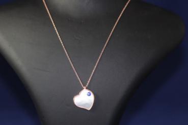 Kette mit Herz-Anhänger/ wunderschön schimmernder Perlmutt / Echt 925´er Sterling Silber