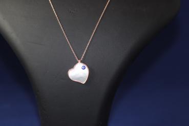 Kette mit Herz-Anhänger/ wunderschön schimmernder Perlmutt / Echt 925´er Sterling Silber