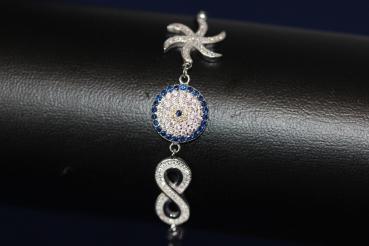 Armband mit Zirkoniasteinen/ Evil Eye/ Nazar, 925´er Sterling Silber
