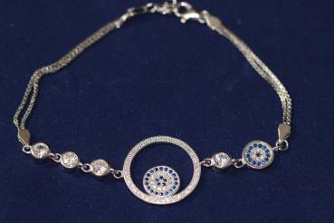 Armband mit Zirkoniasteinen, Evil Eye /Nazar, 925´er Silber