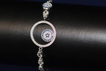 Preview: Armband mit Zirkoniasteinen, Evil Eye /Nazar, 925´er Silber