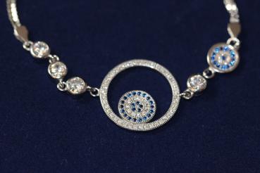Preview: Armband mit Zirkoniasteinen, Evil Eye /Nazar, 925´er Silber