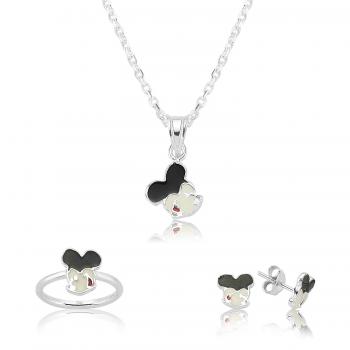 Schmuckset Kinder- Kette Anhänger Ohrringe u. Ring Mickey Maus 925 Silberset