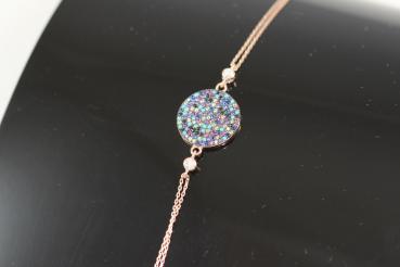 Armband mit bunten Zirkoniasteinen rund in rosee Sterling Silber 925er