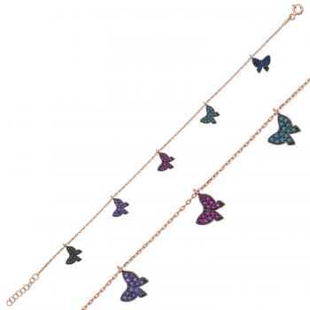 Armband mit bunten Schmetterlingen / 925´er Sterling Silber