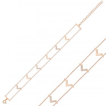 Preview: Armband mit Zirkonia, in moderner Rosé-Farbe, 925´er Sterling Silber