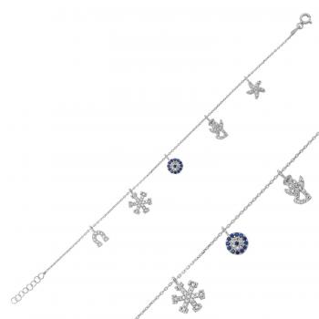 Silberarmband Glücksbringer-Bettelarmband Evil Eye Sterling Silber 925