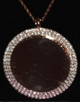 Preview: Silberkette mit rundem Anhänger, besetzt mit weißer Zirkonia, 925´er Silber, Rosé