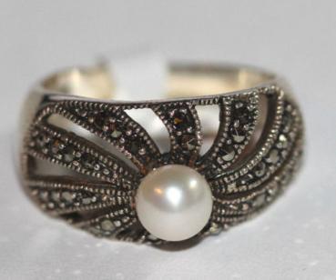 Preview: Silberring mit Süßwasserperle 925 Sterling
