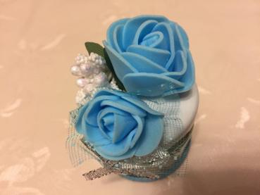 Preview: Gastgeschenk Glässchen mit Blümchen geschmückt/ blau (10St.)