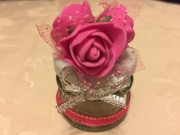 Gastgeschenk Glas mit Deckel/ rosa (10 St.)