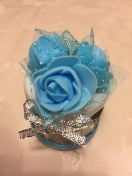 Preview: Gastgeschenk Glässchen mit Blümchen geschmückt/ blau-silber (10 St.)