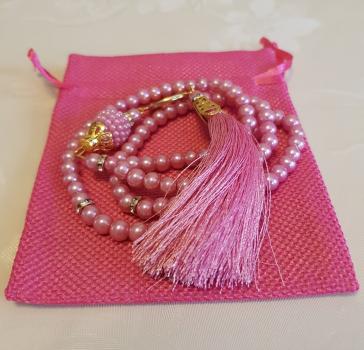 Gebetskette mit Baumwollsäckchen rosa (10 St.)